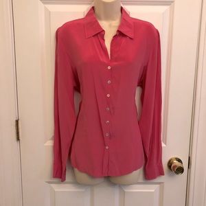 Worthington Silk Blouse Women’s Large Lt Hot Pink